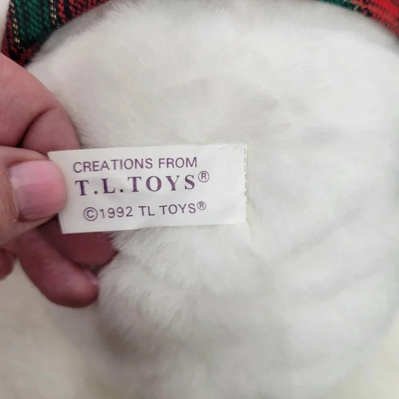 "Vintage T.L. Toys Loveable Holiday Friends Christmas Bear White Plush Male Bear - Picture 12 of 15